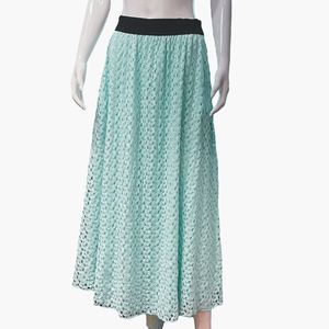 LULAROE skirt maxi Mint Blue Green lace black waistband Lucy navy formal Small